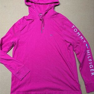 Tommy Hilfiger Fuchsia Hoodie with Logo Sleeve